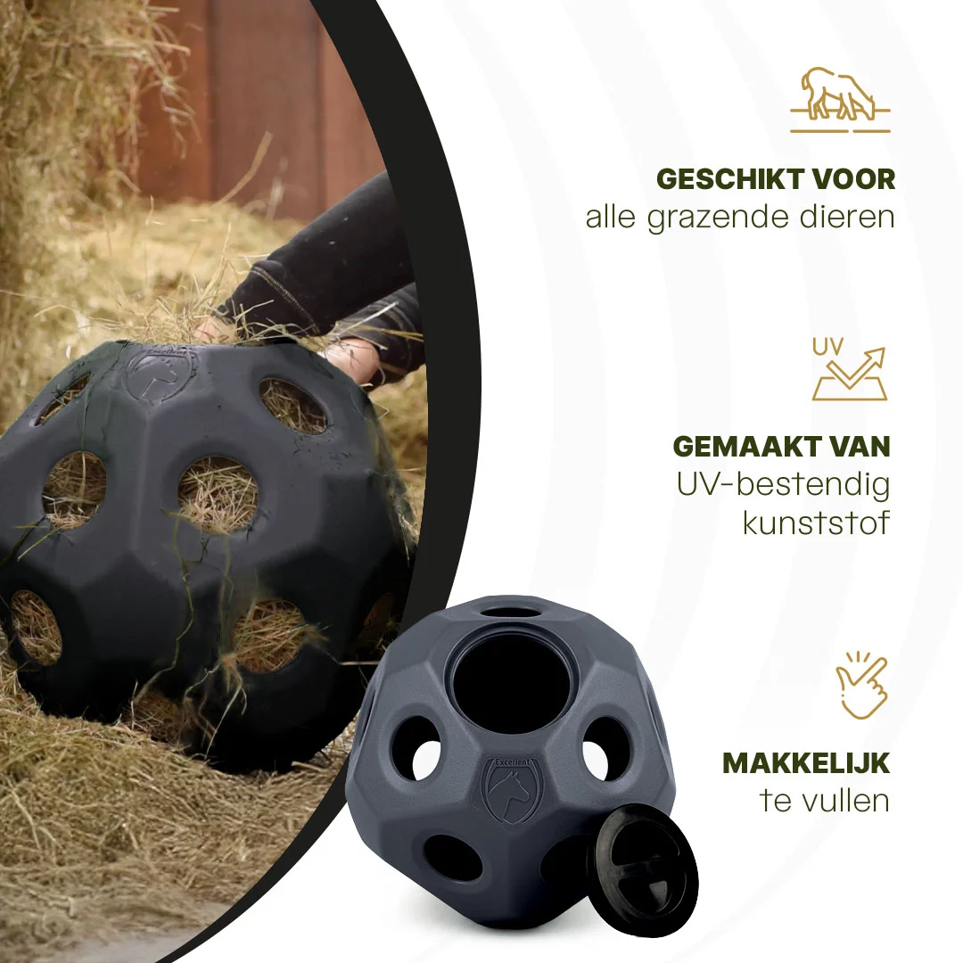 Voerbal voor Paarden met Voeropeningen, Zwart – Excellent Horse Feed & Play Ball - Afbeelding 4