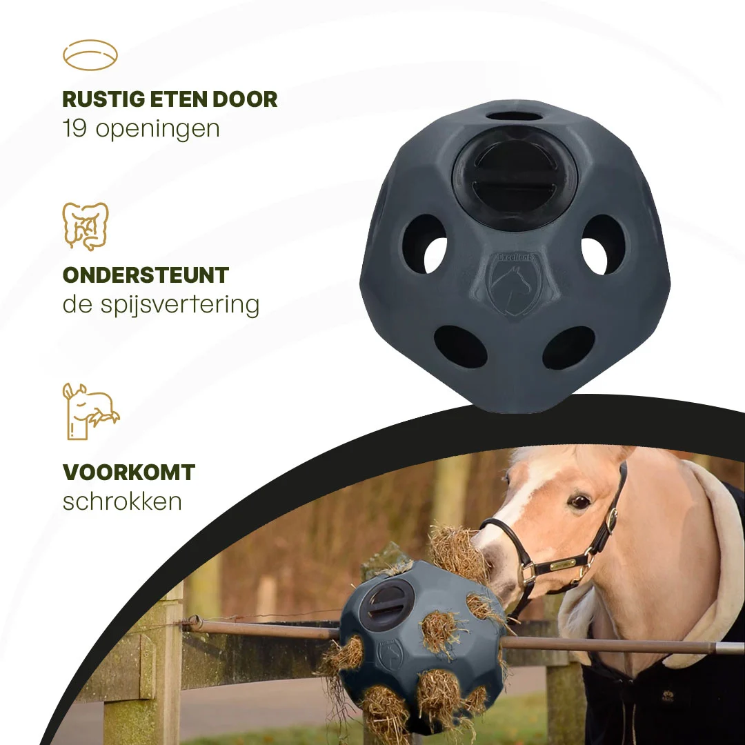 Voerbal voor Paarden met Voeropeningen, Zwart – Excellent Horse Feed & Play Ball - Afbeelding 5