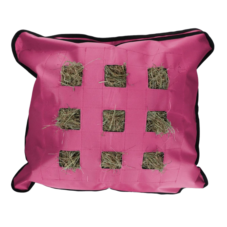 Hooizak voor Paarden, Vierkant, Roze, 62 x 55 cm – Excellent Horse Hay Pillow Slow Feeder