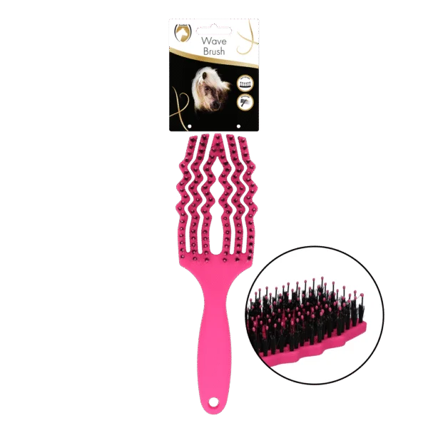 Manenborstel voor Ontklitten met Varkenshaar, Roze – Excellent Horse Wave Brush