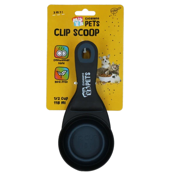 Voerschep met Sluitclip, 0,5 cup – Excellent Pets Clip Scoop