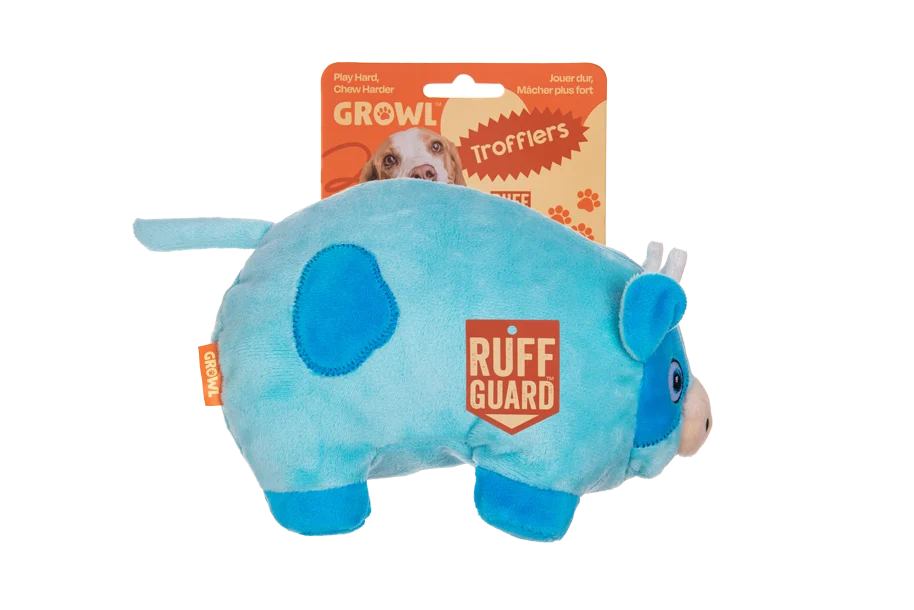Hondenknuffel van Pluche met Grote Pieper – Growl Trofflers Moo Moo de Koe - Afbeelding 1