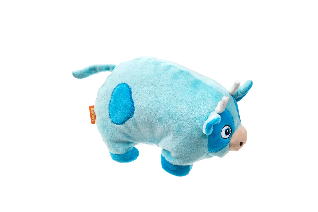 Hondenknuffel van Pluche met Grote Pieper – Growl Trofflers Moo Moo de Koe - Afbeelding 4