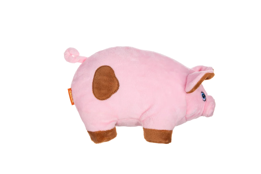 Hondenknuffel van Pluche met Grote Pieper – Growl Trofflers Oinkers het Varken - Afbeelding 2