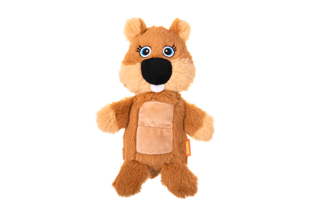 Hondenknuffel Bever van Pluche met Piepmat en Pieper – Growl Belly Boomerz Benny de Bever - Afbeelding 2