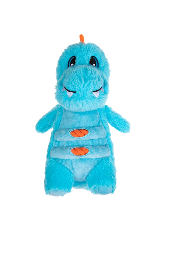Hondenknuffel van Pluche met Touw en Grote Pieper – Growl Stomperz Terry de blauwe Tyranosaurus-Rex - Afbeelding 2