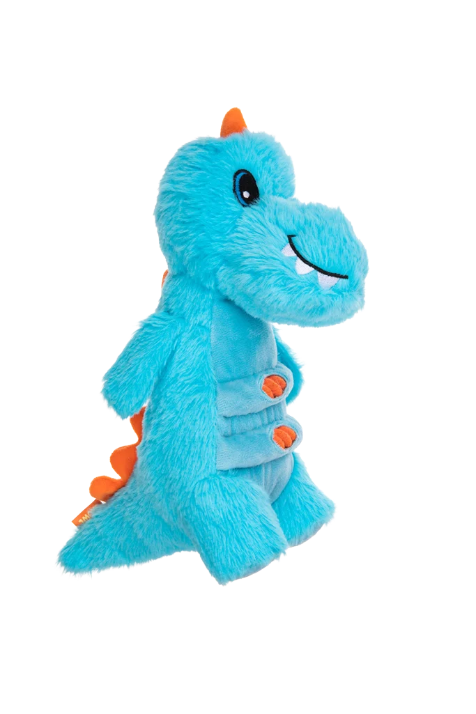 Hondenknuffel van Pluche met Touw en Grote Pieper – Growl Stomperz Terry de blauwe Tyranosaurus-Rex - Afbeelding 3