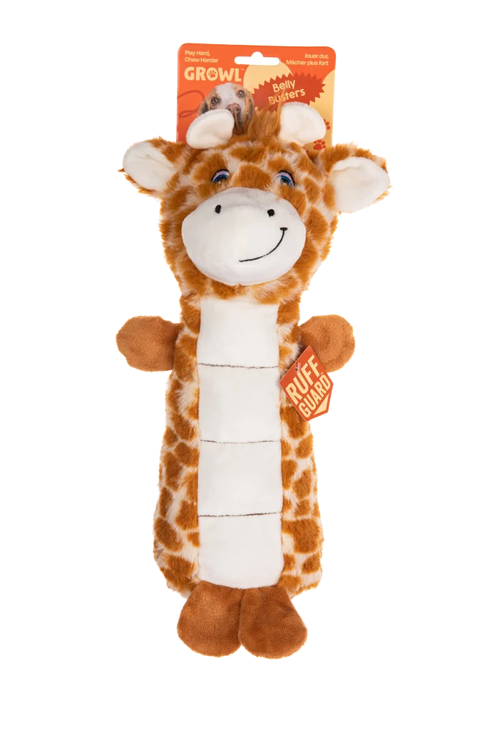 Hondenknuffel van Pluche met Piepvlak en Pieper – Growl Belly Busters Ginny de Giraffe - Afbeelding 1