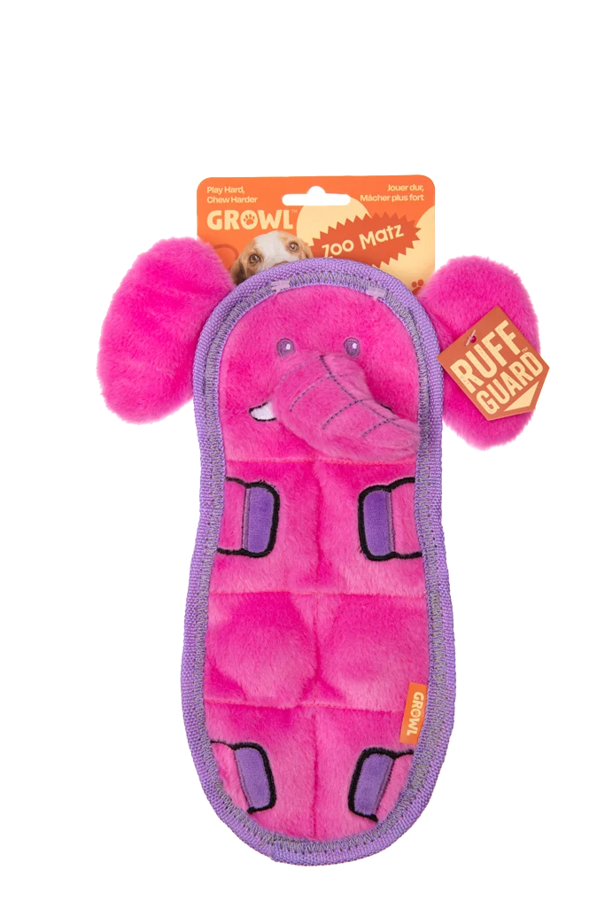 Hondenknuffel van Pluche, Plat met 7 Piepers – Growl Zoo Matz Ella de Olifant - Afbeelding 1
