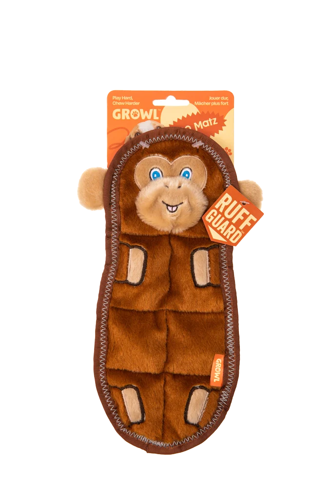 Hondenknuffel van Pluche, Plat met 7 Piepers – Growl Zoo Matz Mildred de Aap - Afbeelding 1