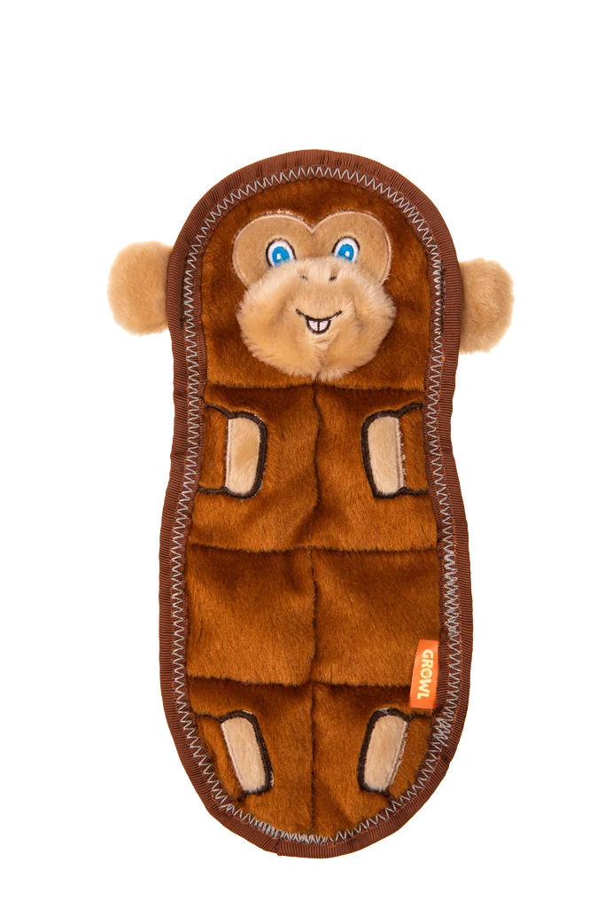 Hondenknuffel van Pluche, Plat met 7 Piepers – Growl Zoo Matz Mildred de Aap - Afbeelding 2