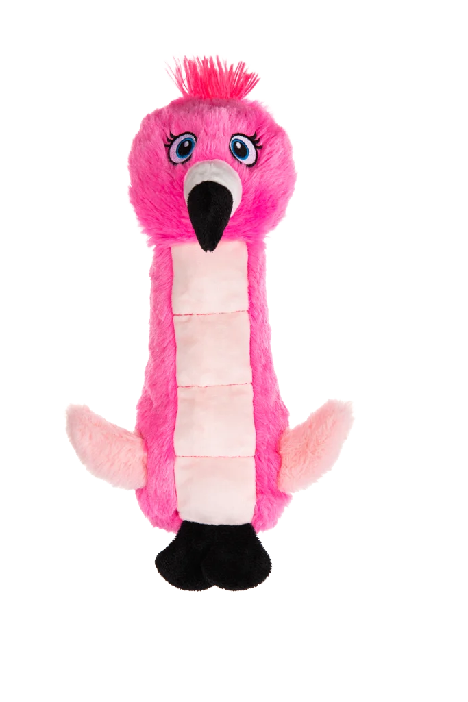 Hondenknuffel Flamingo van Pluche met Piepmat en Pieper – Growl Belly Burdz Fione de Flamingo - Afbeelding 2