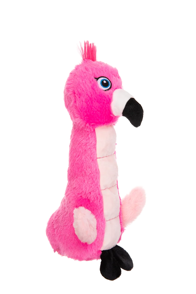 Hondenknuffel Flamingo van Pluche met Piepmat en Pieper – Growl Belly Burdz Fione de Flamingo - Afbeelding 3