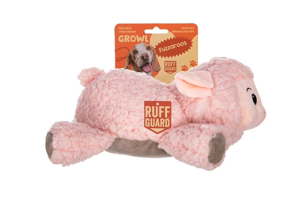 Hondenknuffel van Sherpa Pluche met Grote Pieper – Growl Fuzzaroos Lolly het Lammetje - Afbeelding 1