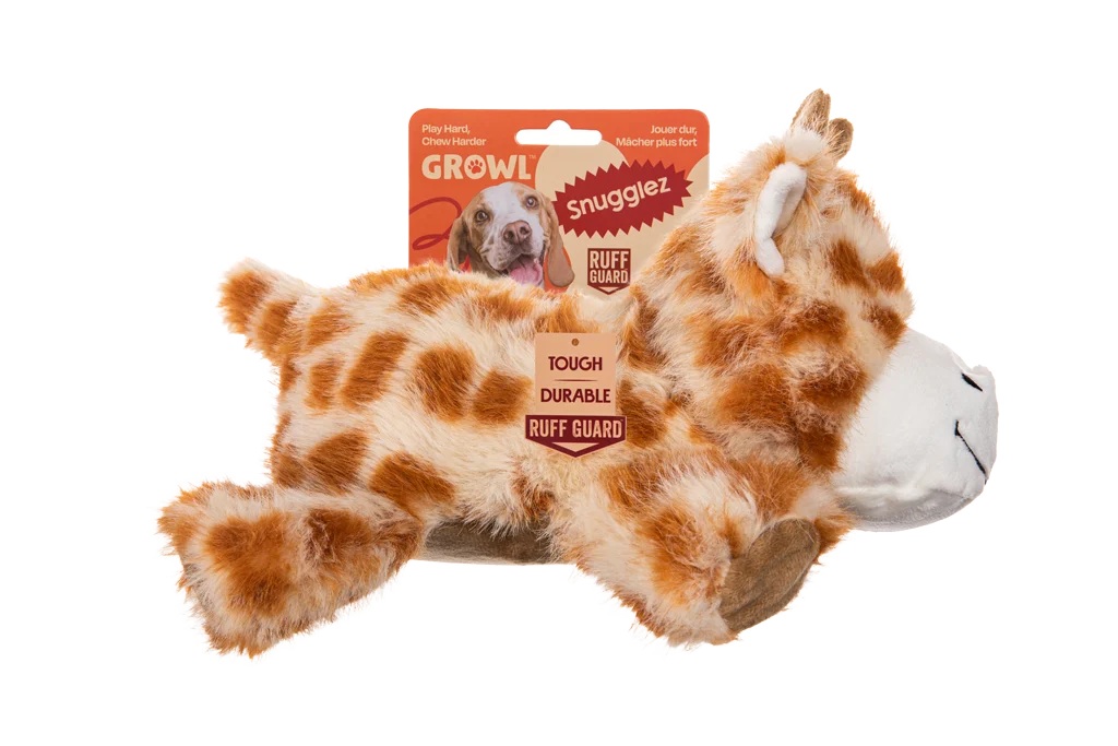 Hondenknuffel van Pluche met Stevige Naden – Growl Snugglez Glen de Giraffe - Afbeelding 1