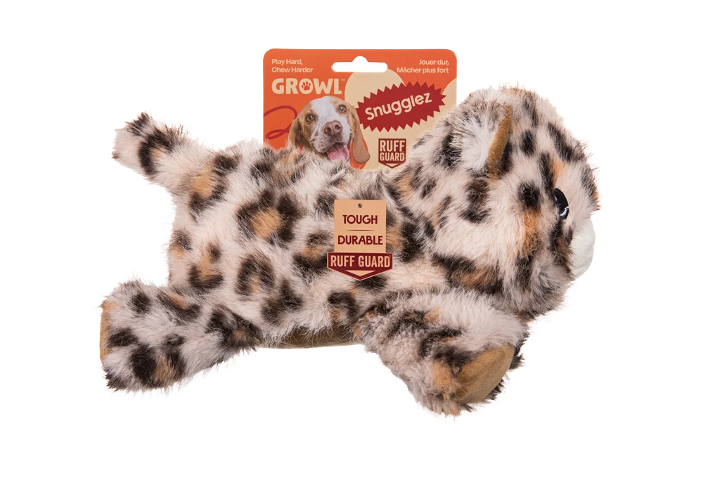 Hondenknuffel van Pluche met Stevige Naden – Growl Snugglez Larry het Luipaard - Afbeelding 1