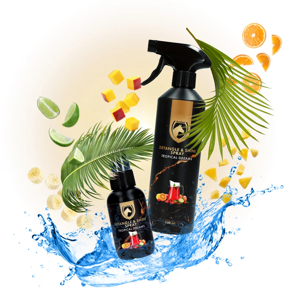 Antiklit Spray voor Manen en Staart, 500 ml – Excellent Horse Detangle & Shine Spray Tropical Dreams - Afbeelding 2