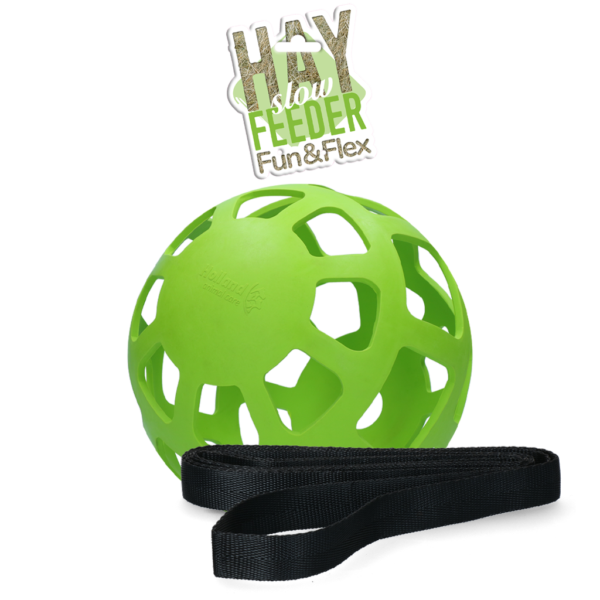 Hooibal voor Paarden van Natuurrubber, Groen, Diameter ca. 22 cm – Hay Slow Feeder Fun & Flex