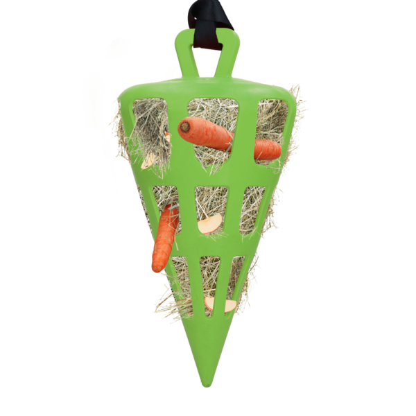Slowfeeder voor Paarden van Natuurrubber, Groen – Hay Slow Feeder Fun & Flex Carrot