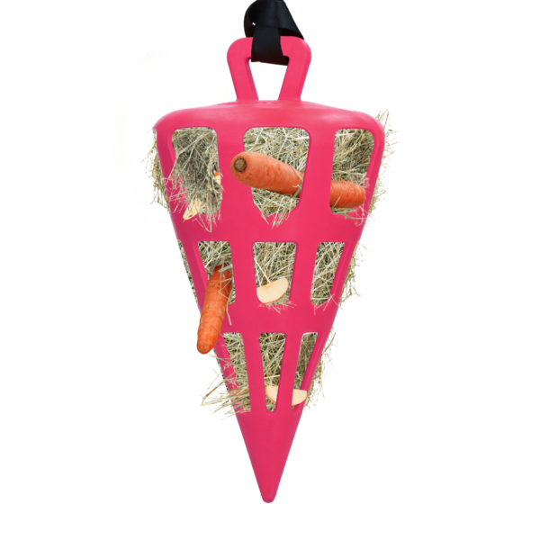Slowfeeder voor Paarden van Natuurrubber, Roze – Hay Slow Feeder Fun & Flex Carrot