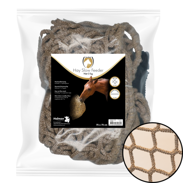 Slowfeeder Hooinet voor Paarden, 5 kg, Maaswijdte 45 mm – Hay Slow Feeder