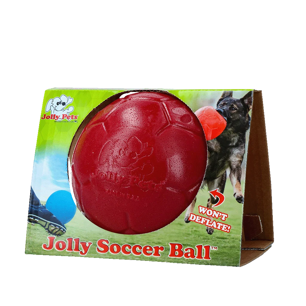 Hondenbal voor Apporteren, Rood, 15 cm – Jolly Pets Jolly Soccer Ball - Afbeelding 1