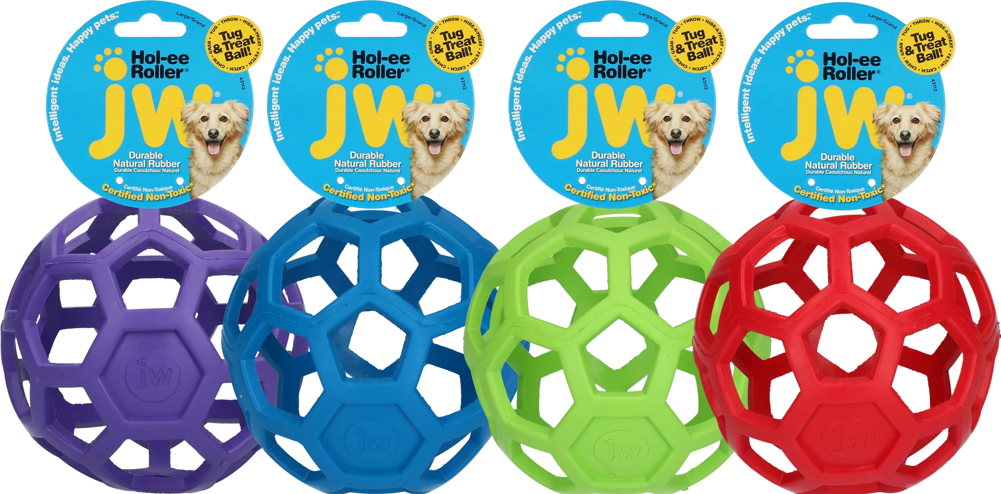 Hondenbal van Natuurrubber voor Traktaties, 19 cm, Assorti – JW Hol-ee Roller - Afbeelding 1