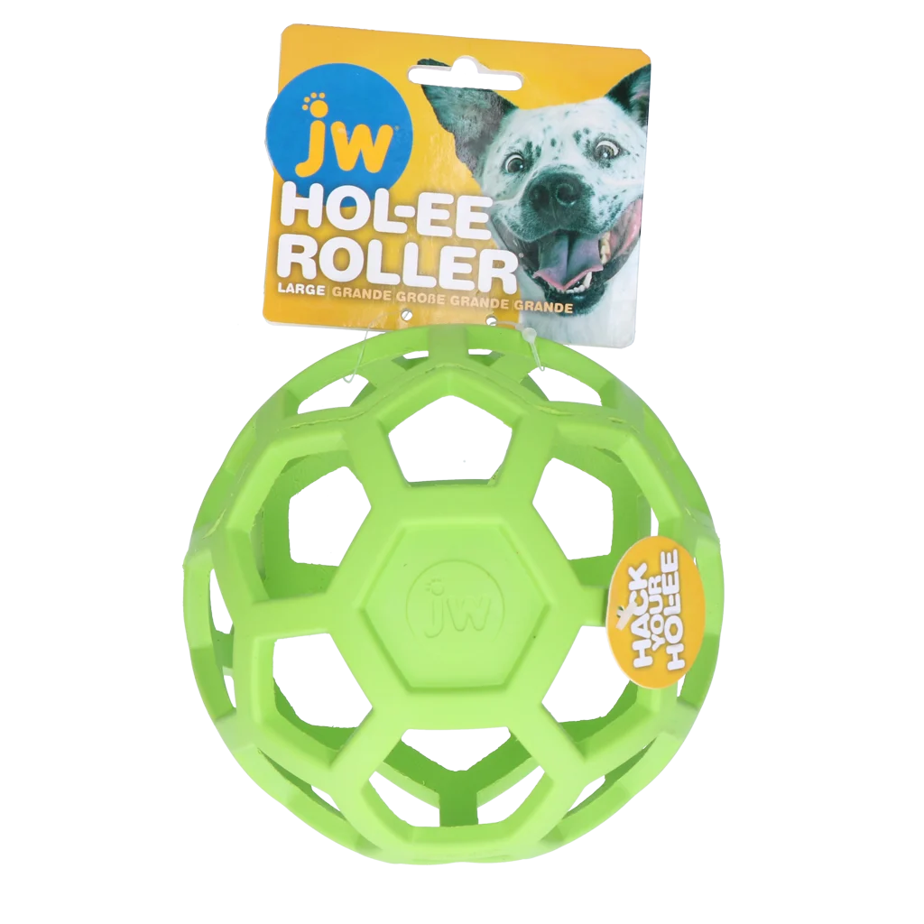 Hondenbal van Natuurrubber voor Traktaties, 15 cm, Groen – JW Hol-ee Roller - Afbeelding 1