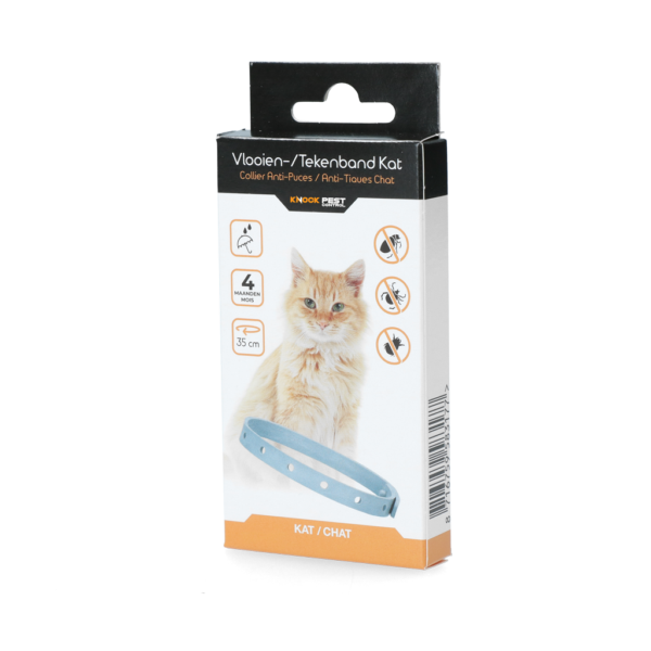 Tekenband voor Katten tegen Vlooien, 33 cm, Nederlands en Frans – Knock Pest