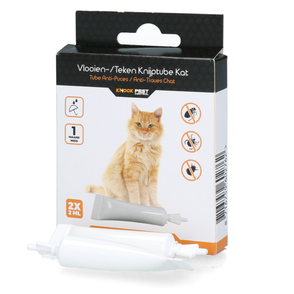 Vlooienpipet voor Katten tegen Teken, 2 x 2 ml, Nederlands en Frans – Knock Pest