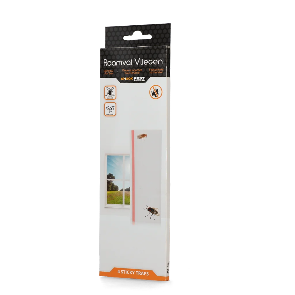 Raamval voor Vliegen, Transparant, 4 Stuks – Knock Pest - Afbeelding 1