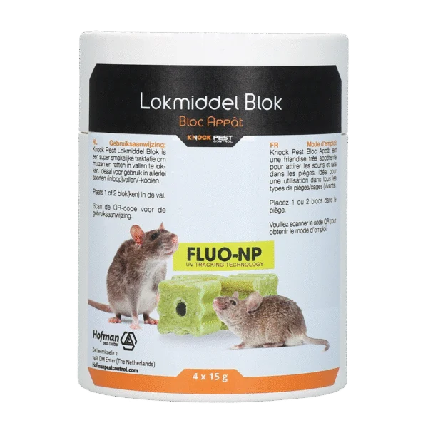 Lokblokken voor Muizen en Ratten, 4 x 15 g – Knock Pest Lokmiddel Blok Fluo-NP