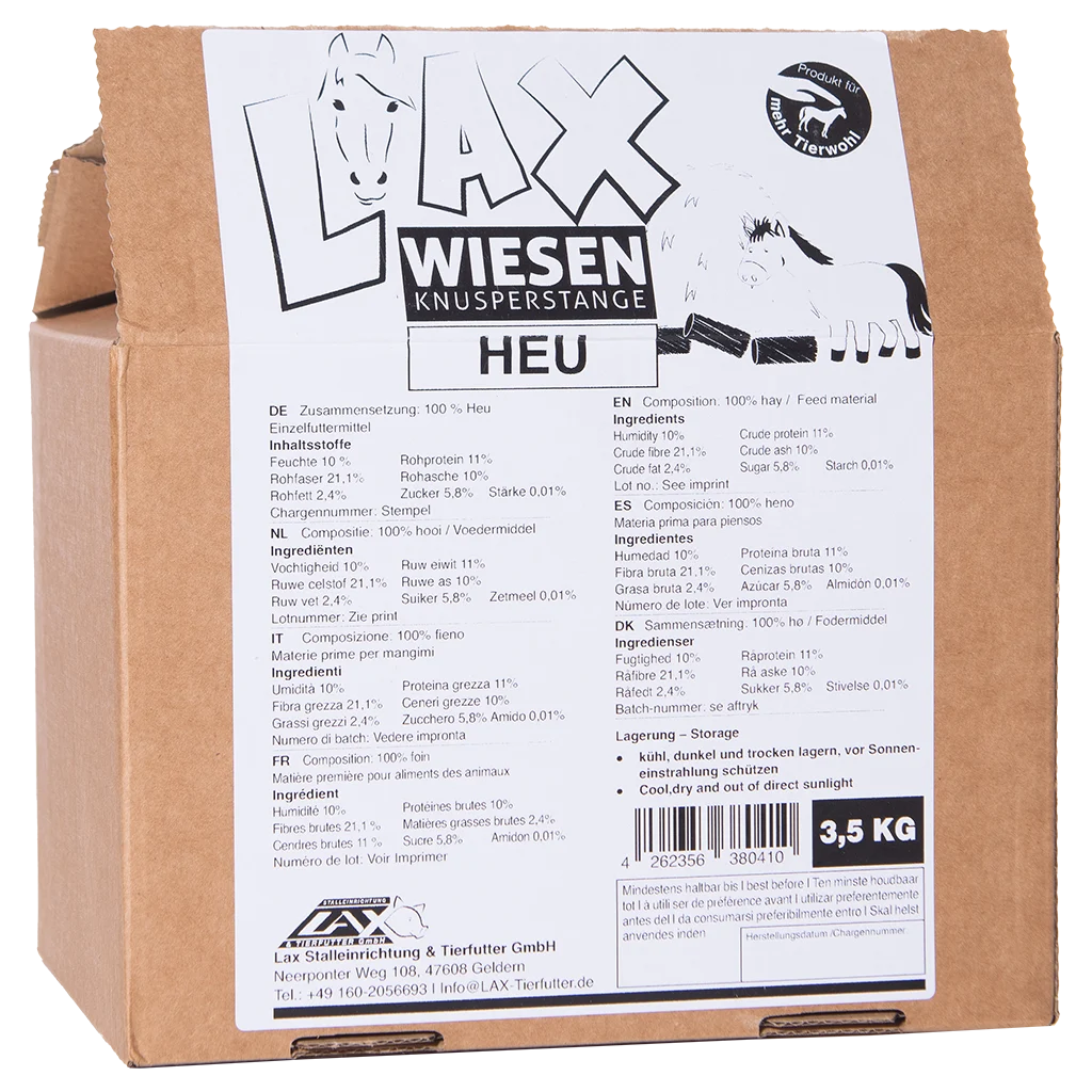 Knabbelblok voor Paarden met Weidehooi, 4 Stuks – LAX Tierfutter Weide Knabbelblok Hooi - Afbeelding 2