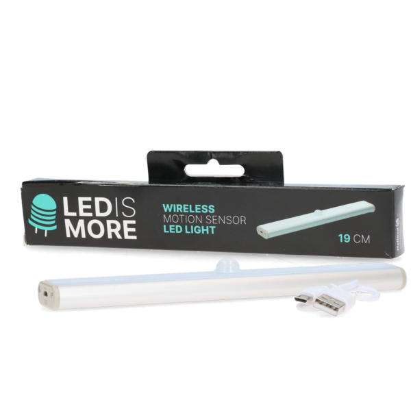 LED Lamp met Bewegingssensor, Oplaadbaar via USB, 19 cm – Led is more