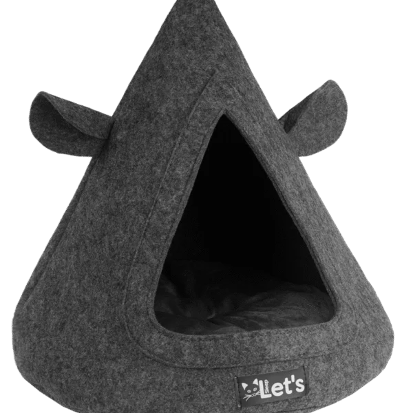 Kattentipi van Vilt met Kussen, 50 x 45 cm, Antraciet – Let's Sleep Pet Cave TeePee