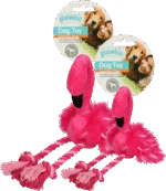 Hondenknuffel Flamingo met Pieper en Touwpoten, Roze, ca. 38 x 20 x 10 cm – Pawise Flamingo L - Afbeelding 3