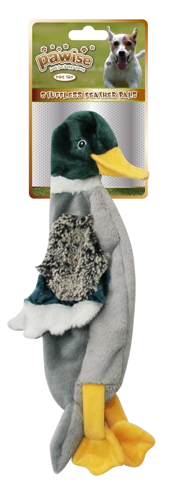 Hondenknuffel Eend L zonder Vulling met Pieper, 45 cm – Pawise Stuffless Feather Pals - Afbeelding 1