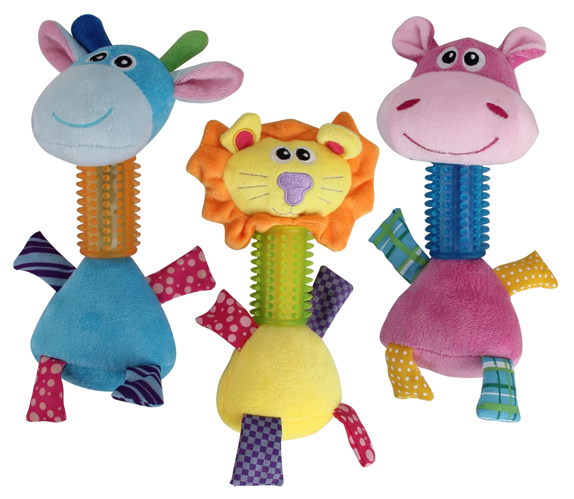 PAWI15144_PAWI15145_PAWI15146GROEP.png Hondenknuffel Nijlpaard van Pluche met Pieper, 26 cm – Pawise Puppy Long Neck Nijlpaard - Afbeelding 1