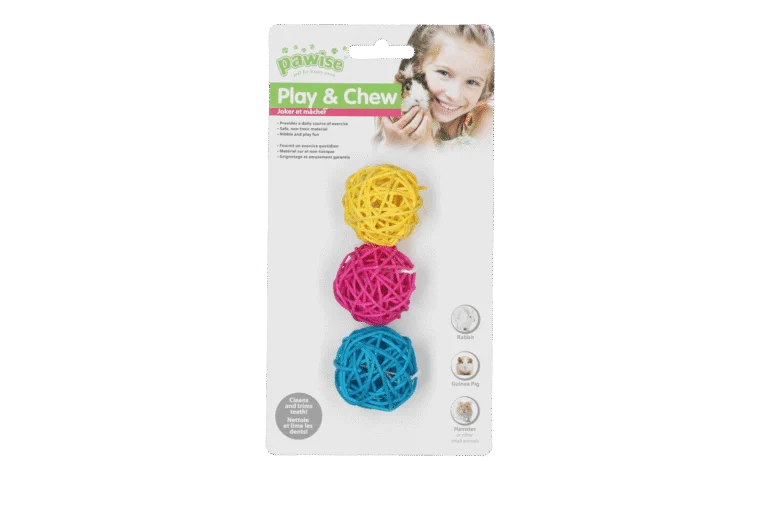 Knaagbal voor Konijnen en Knaagdieren, Gekleurd – Pawise Play & Chew Balls