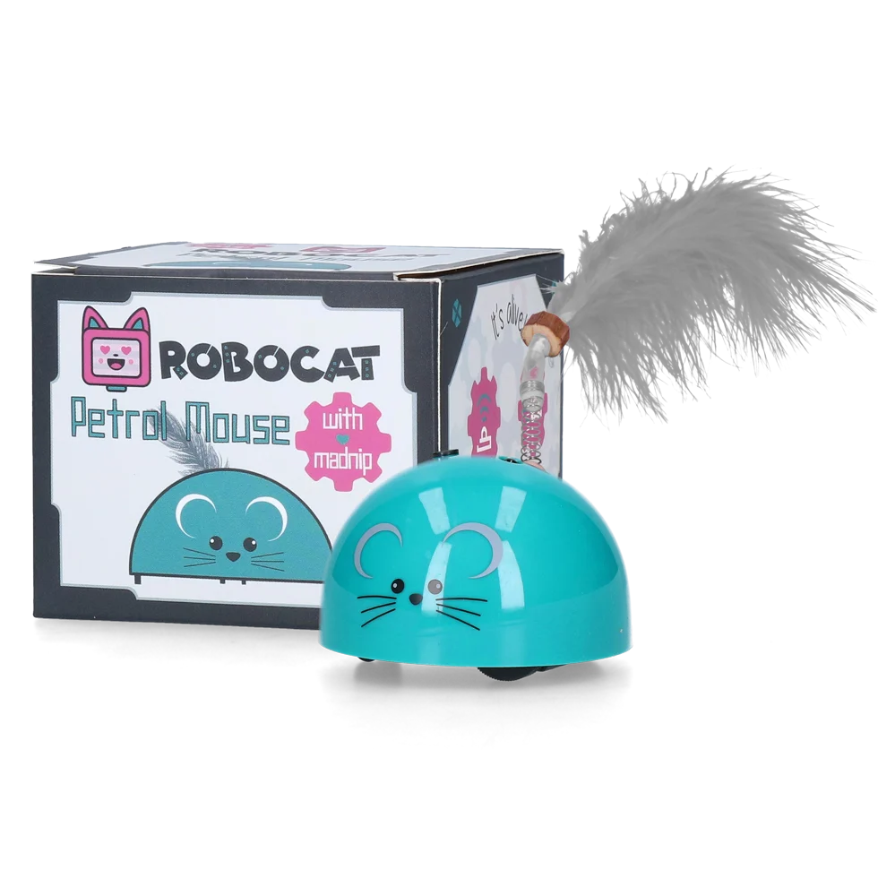 Speelmuis met Bewegingssensor en Madnip, Petrol – Robocat Mouse - Afbeelding 1