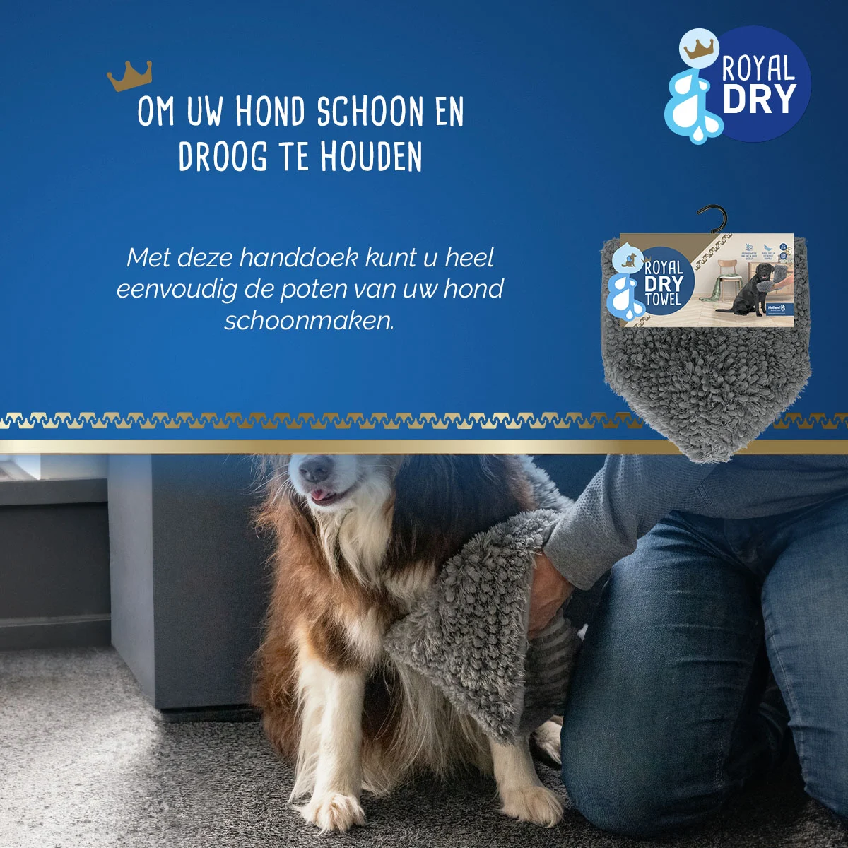 Hondenhanddoek van Microvezel met Handzakken, 35 x 81 cm – Royal Dry - Afbeelding 5