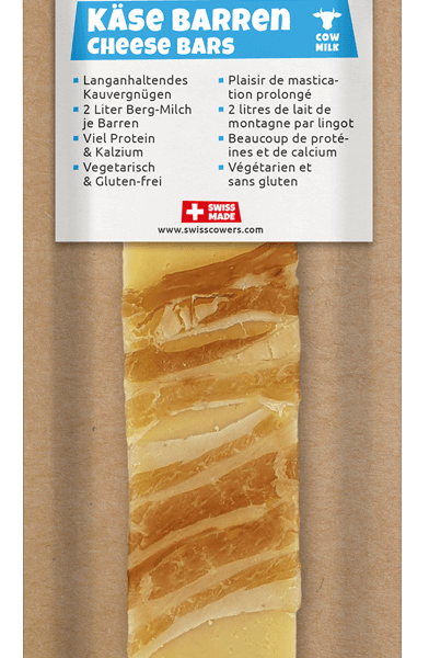Kaasstaaf voor Honden met Bacon, Lactosevrij – SwissCowers Cheese Bars Bacon L