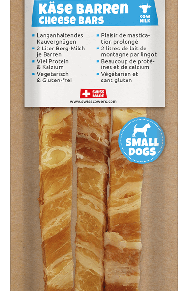 Kaasstaaf voor Honden met Bacon, Lactosevrij – SwissCowers Cheese Bars Bacon S