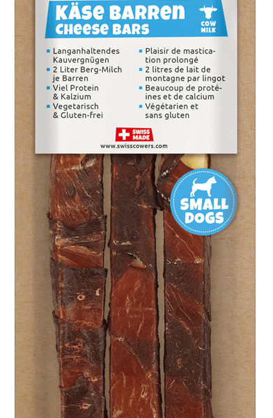 Kaasstaaf voor Honden met Rundvlees, Lactosevrij – SwissCowers Cheese Bars Black Angus S