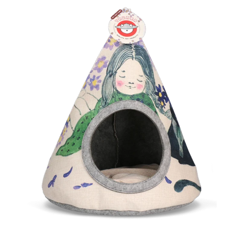 Kattentipi met Kussen, 42 x 56 cm – Takara Tipi Violet Flower