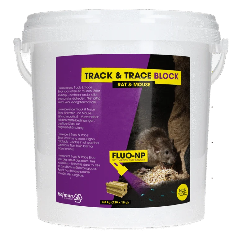 Monitoringsblok voor Muizen en Ratten, Fluorescerend, 320 x 15 g – Fluo-NP Track & Trace Block