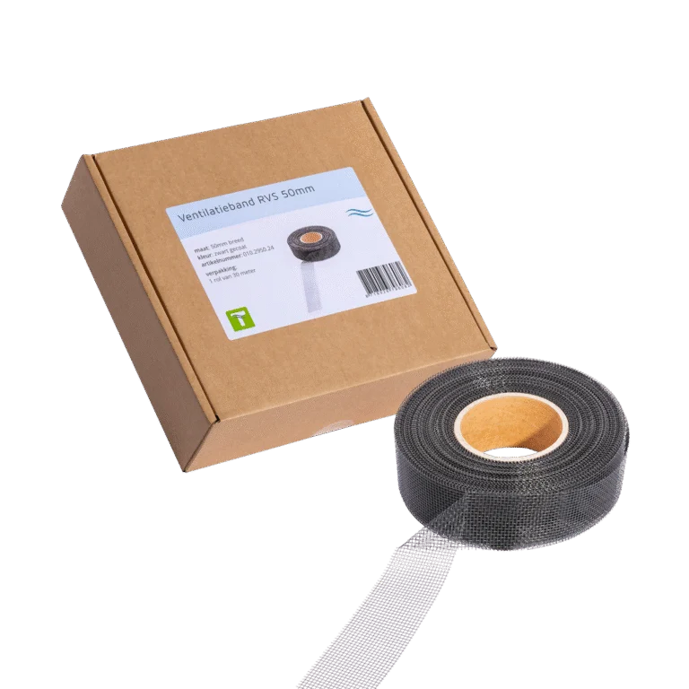 Ventilatieband van RVS tegen Ongedierte, Zwart, 30 m x 5 cm – VentiStrip