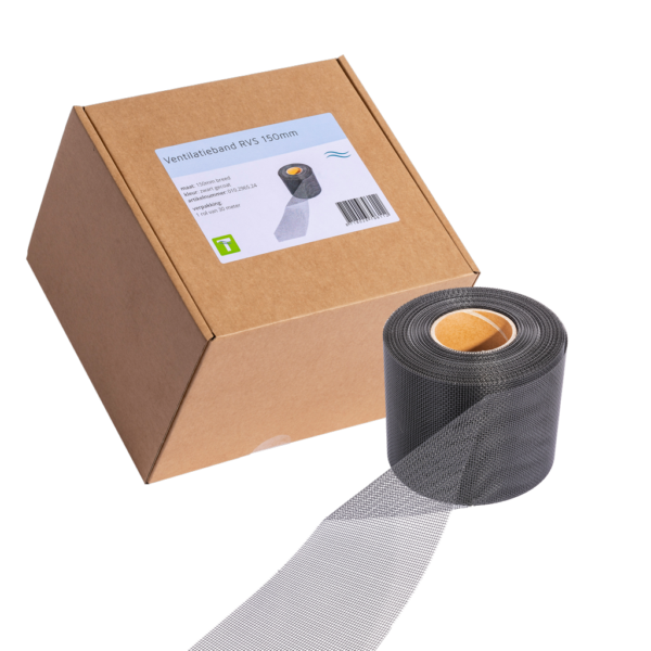 Ventilatieband van RVS tegen Ongedierte, Zwart, 30 m x 15 cm – VentiStrip