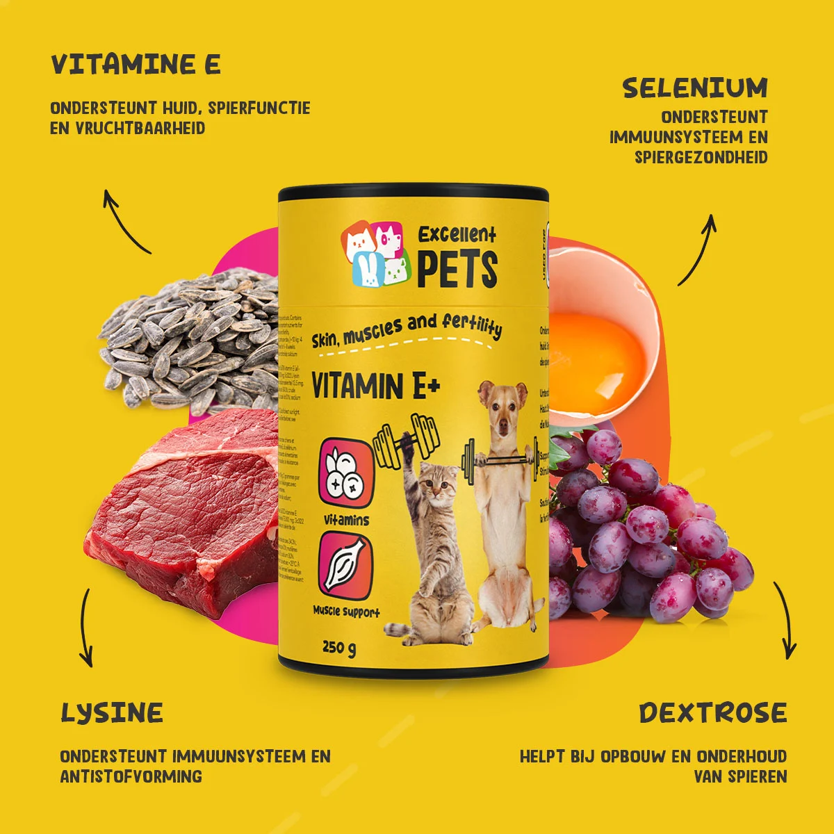 Supplementpoeder voor Honden en Katten met Vitamine E en Selenium, 250 g – Excellent Pets Vitamin E+ - Afbeelding 5