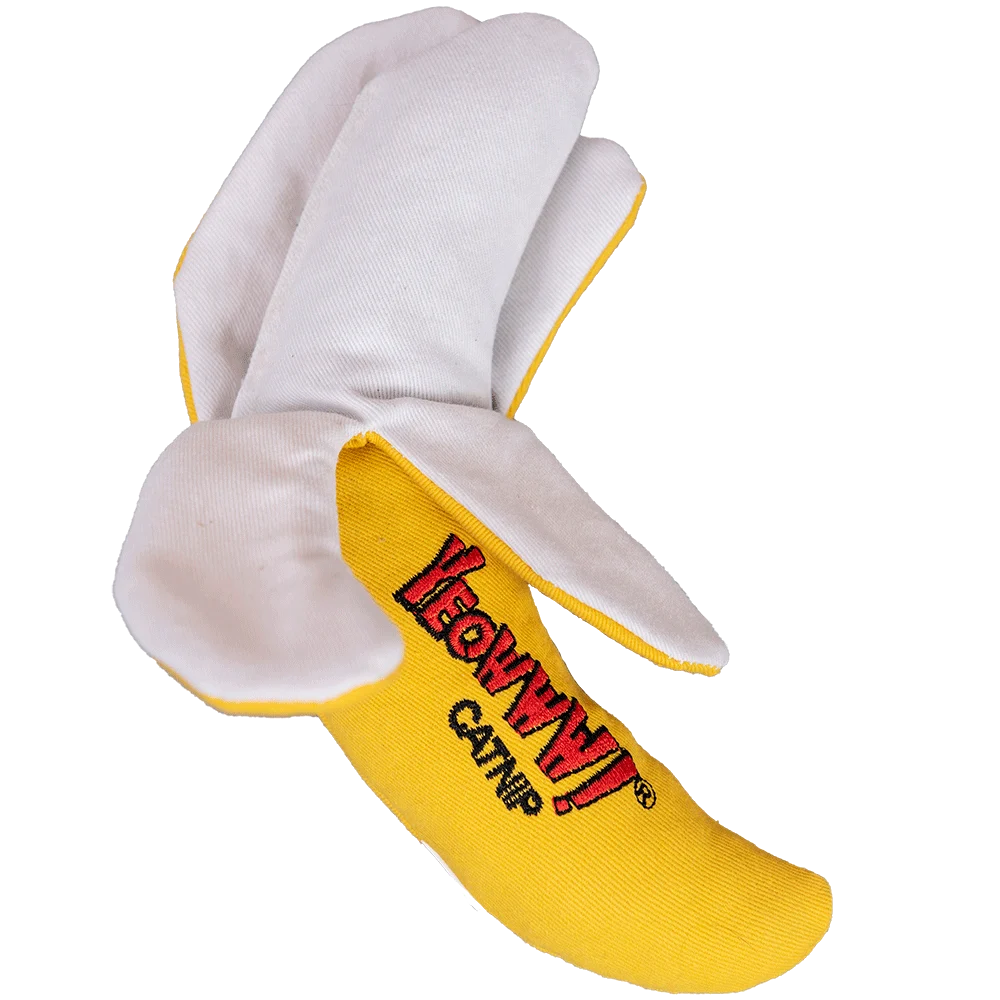 YEOW013A.png Speelbanaan voor Katten, Gepeld en Gevuld met Kattenkruid, 18 cm – Yeowww! Chicata Banana Peeled - Afbeelding 1